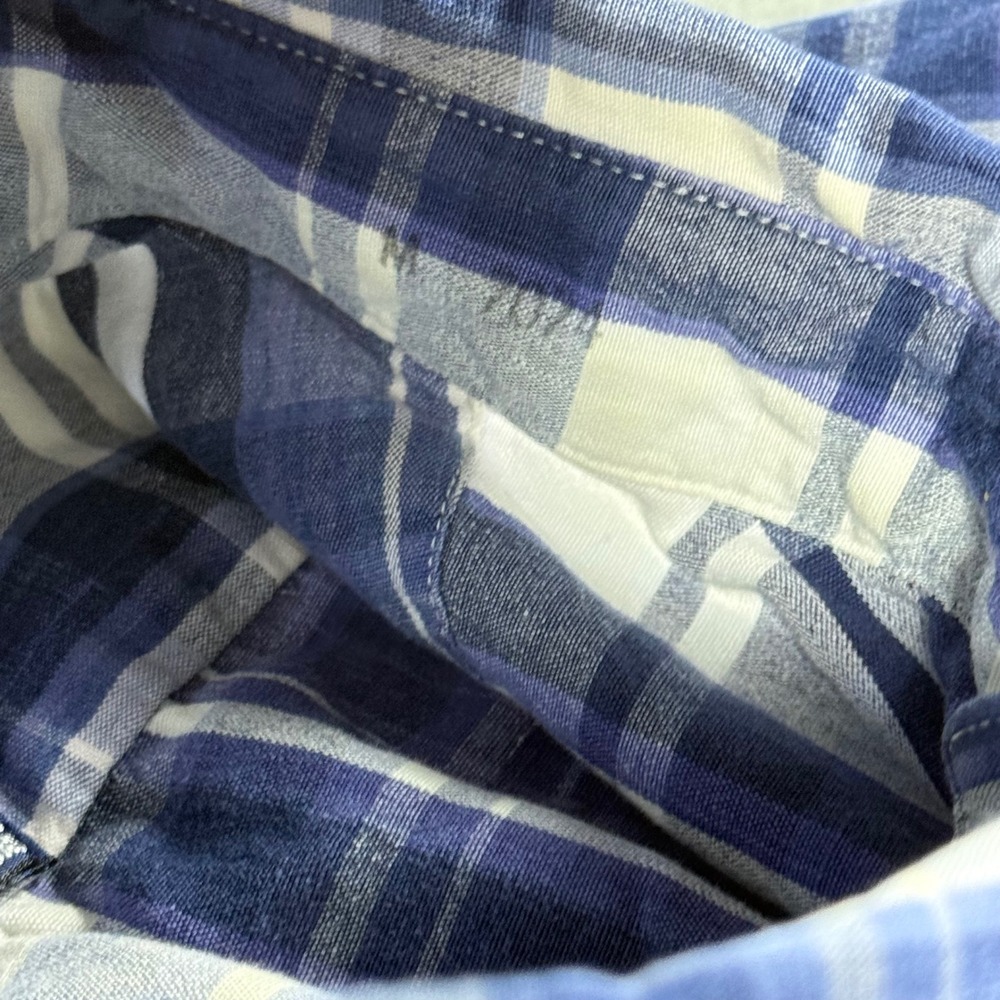 VTG Polo Ralph Lauren Hand Woven Medium Plaid Blue White Made in Canada - Picture 6 of 11
